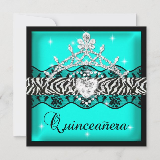 Invitation Zebra Quinceanera 15e Anniversaire fête Dentelle T (Devant)