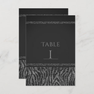 Invitation Zebra Sparkle Silver Black Glam Chic Numéro de tab
