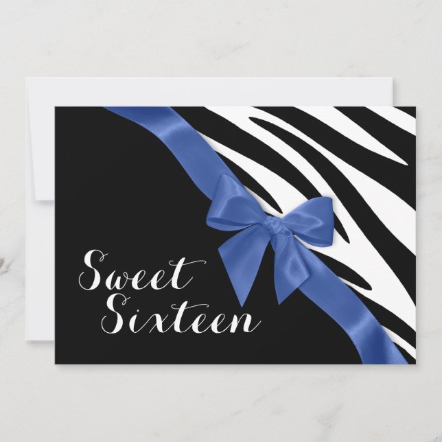 Invitation Zebra Stripes avec Bow Sweet sixteen Anniversaire (Devant)