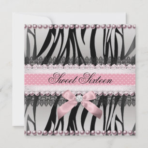 Invitation Zèbre Arc Rose Zèbre Rose Douzième Anniversaire