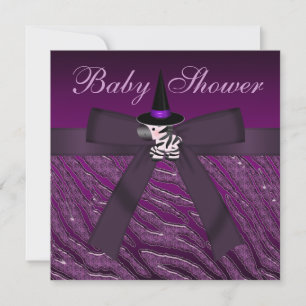 Invitation Zèbre d'Halloween violet et Baby shower Poster de 