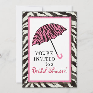 Invitation Zèbre d'invitation de Fête de la mariée, parapluie