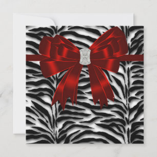 Invitation Zèbre Élégant Rouge et Noir Toutes Occasions