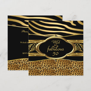 Invitation Zèbre Léopard Noir Or Anniversaire Fabulux Sauvage