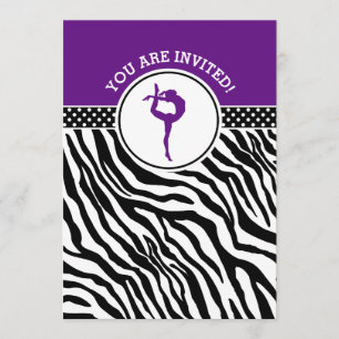 Invitation Zèbre personnalisé Imprimer Gymnastique en violet