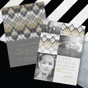 Invitation Zig Zag Vérifications Motif 3 Photo Fête de Remise
