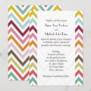 Invitation Zigzag coloré, Rainbow Zigzag, Chevron, Mariage