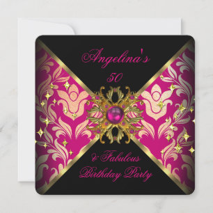 Invitation ZIZZAGO DESIGN Fabuleux 50 Pink Gold Damask Party