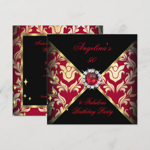 Invitation ZIZZAGO DESIGN Fabuleux 50 Red Gold Damask Party