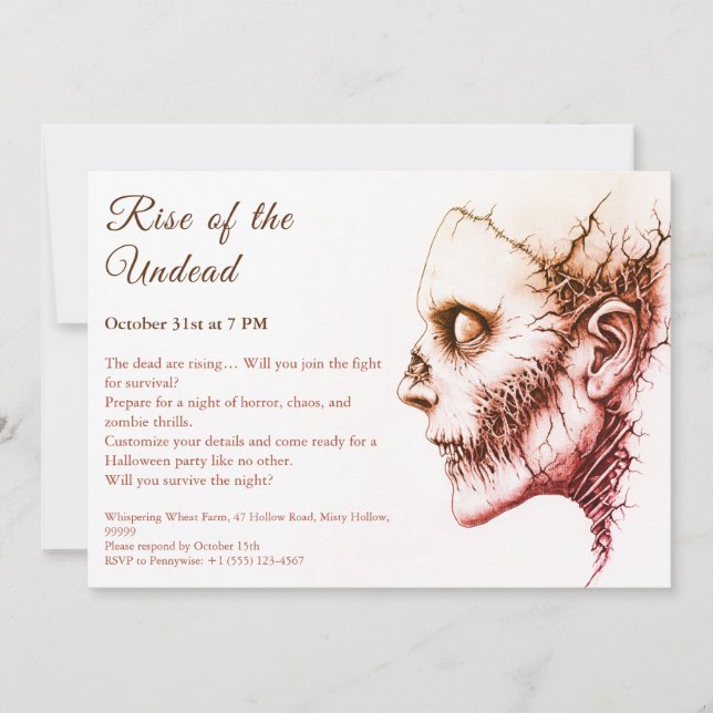 Invitation Zombie Apocalypse Halloween Undead Party Alert (Devant)