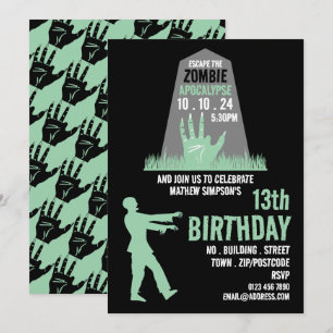 Invitation Zombie Apocalypse Thème Escape Room Anniversaire