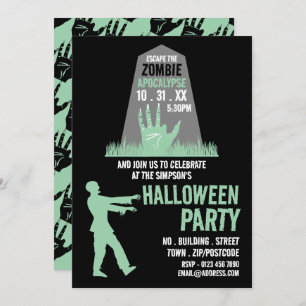 Invitation Zombie Apocalypse Thème Escape Room Halloween
