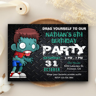 Invitation Zombie Boy Halloween Costume Anniversaire Invitati