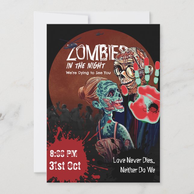 Invitation Zombie Couple Apocalypse Horreur Halloween Invitat (Devant)