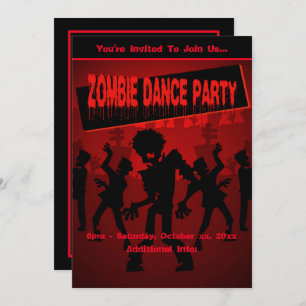 Invitation Zombie Dance Party Black and Orange