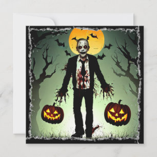 Invitation Zombie effrayant avec citrouilles Halloween