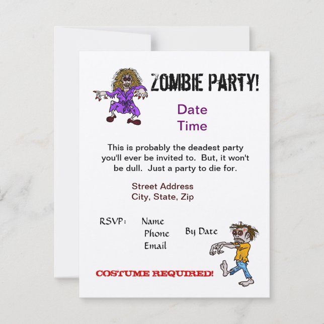 Invitation Zombie Party    InvitationPersonnalisez-Le! (Devant)