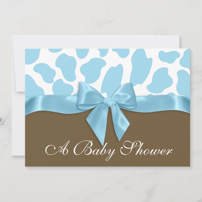 Invitation Zones de girafe et Baby shower à mâchoires bleues (Devant)