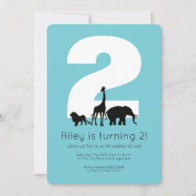 Zoo animaux turquoise enfant anniversaire invitati