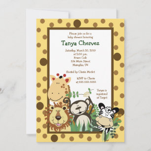 Invitation ZOO CREW Jungle Baby shower Safari 5x7