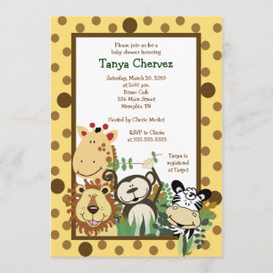 Invitation ZOO CREW Jungle Baby shower Safari 5x7