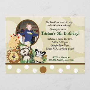 Invitation Zoo Crew Jungle *PHOTO* Anniversaire - TAN