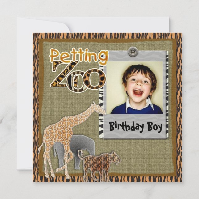 Invitation Zoo de mouture safari sauvage Anniversaire Photo I (Devant)