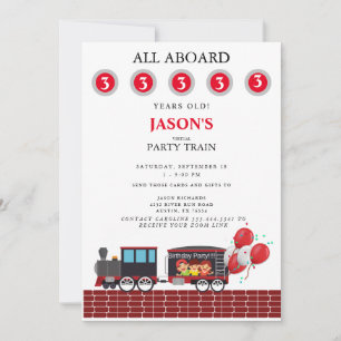 Invitation Zoom Virtual Kids Party Train Age Anniversaire 