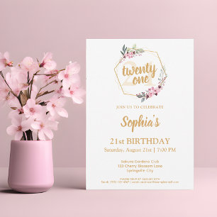 Invitations 21e anniversaire - Charme floral