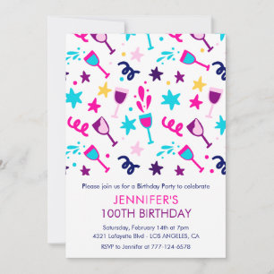 Invitations à 100e anniversaire Cocktail Modern Pi