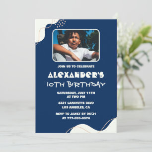 Invitations à 10e anniversaire Boy Photo Simple Na