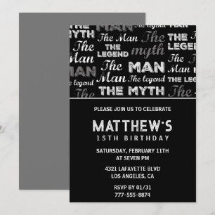 Invitations à 15e anniversaire pour lui Men Myth L