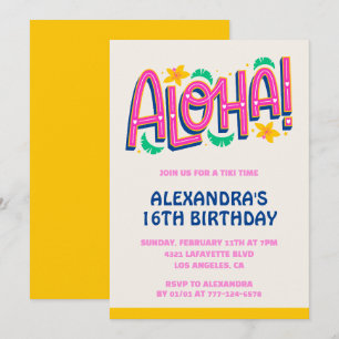 Invitations à 16e anniversaire Tropical Aloha Hawa