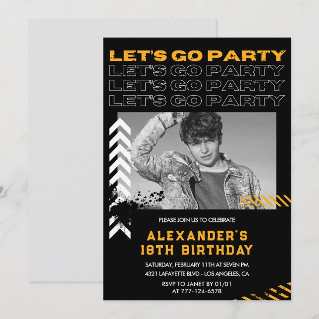 Invitations à 18e anniversaire Hommes Photo Spray  (Devant / Derrière)