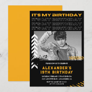 Invitations à 19e anniversaire Hommes Photo Spray 