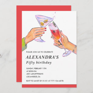 Invitations à 50e anniversaire Cocktail Fun Party
