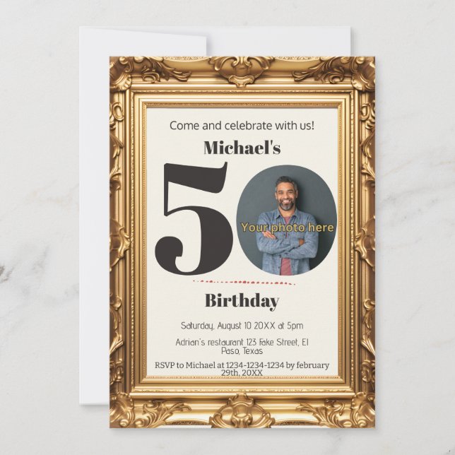 Invitations à 50e anniversaire : Mettez votre phot (Devant)