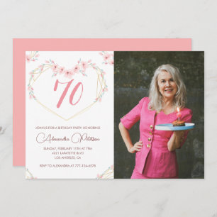 Invitations à 70e anniversaire Boho Floral Photo