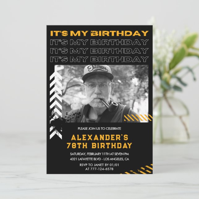 Invitations à 78e anniversaire Men Photo Spray pai (Debout devant)