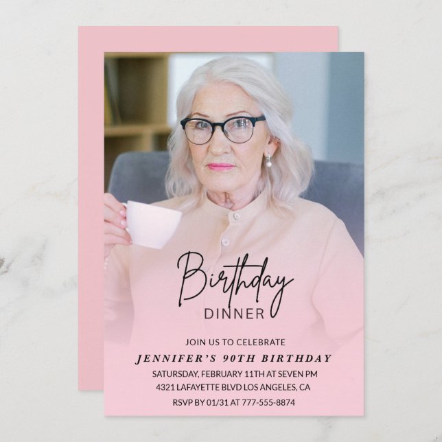 Invitations à 90e anniversaire Anniversaire Dîner  (Devant / Derrière)