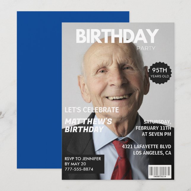 Invitations à 95e anniversaire Men Him Magazine Co (Devant / Derrière)