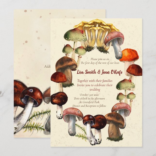 Invitations à anneaux de fée de champignons (Devant / Derrière)