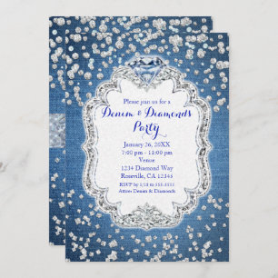 Invitations à billes de denim et de diamants
