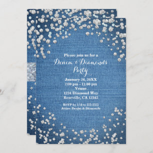 Invitations à billes de denim et de diamants