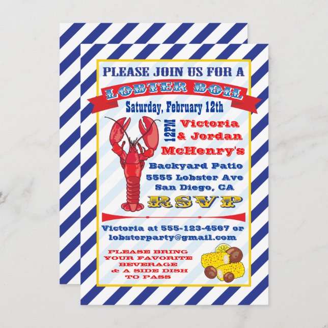 Invitations à ébullition du homard (Devant / Derrière)