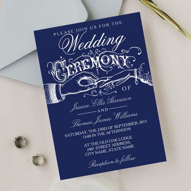 Invitations à la cérémonie de Mariage blanc et mar (Créateur téléchargé)