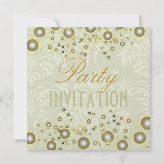 Invitations à la Damask Party, bulles de champagne (Devant)