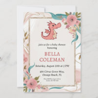 invitations à la douche bébé dragon mignonne