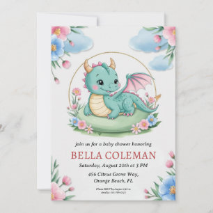 invitations à la douche bébé dragon mignonne
