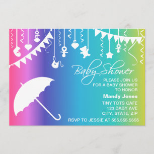 Invitations à la douche bébé moderne avec paraplui